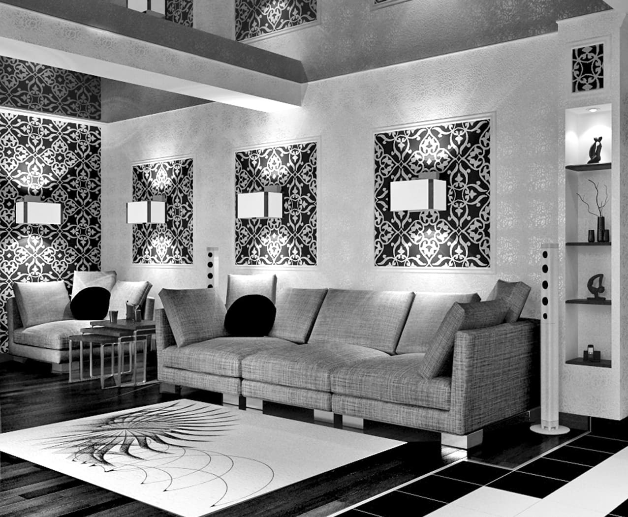 Идея дизайна квартиры в черно-белом цвете в Санкт-Петербурге
